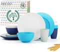 Premium Wheat Straw Dinnerware Sets, Plates and Bowls Sets,Cups,Alternative to Plastic Plates Service for 4, Dishwasher and Microwave Safe 16 PCS Dish Sets for Home,Camping - Island