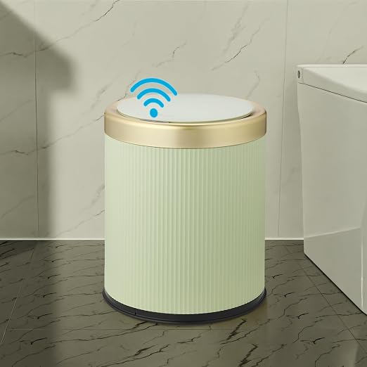 Smart Touchless Bathroom Trash Can, 2.8 Gallon Automatic Motion Sensor Rubbish Can with Lid Electric Small Garbage Bin for Kitchen, Office, Toilet, Bedroom -Green