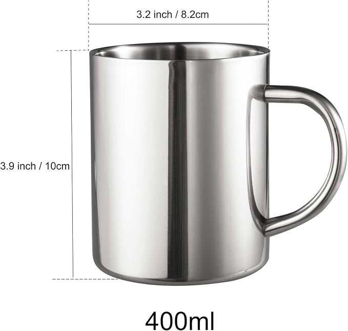 IMEEA Coffee Mug 13.5oz Double Wall Stainless Steel Cups, Set of 2