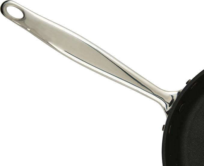 Winco 8" Tri-Ply Stainless Steel Fry Pan, Non-Stick | Large flat bottom for even heat distribution, Induction compatible, Steel, Great for Sauteing, Frying and Restaurant Kitchens