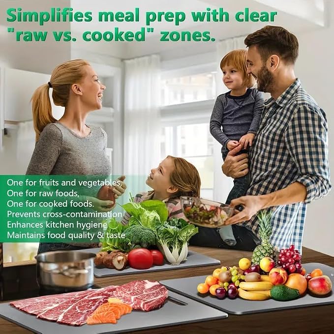 Katori Titanium Cutting Board, 100% Pure Titanium Cutting Boards for Kitchen, Double Sided Non Toxic Cutting Board,Hygiene Durable Chopping Board Suitable for Dishwasher Safe （M)