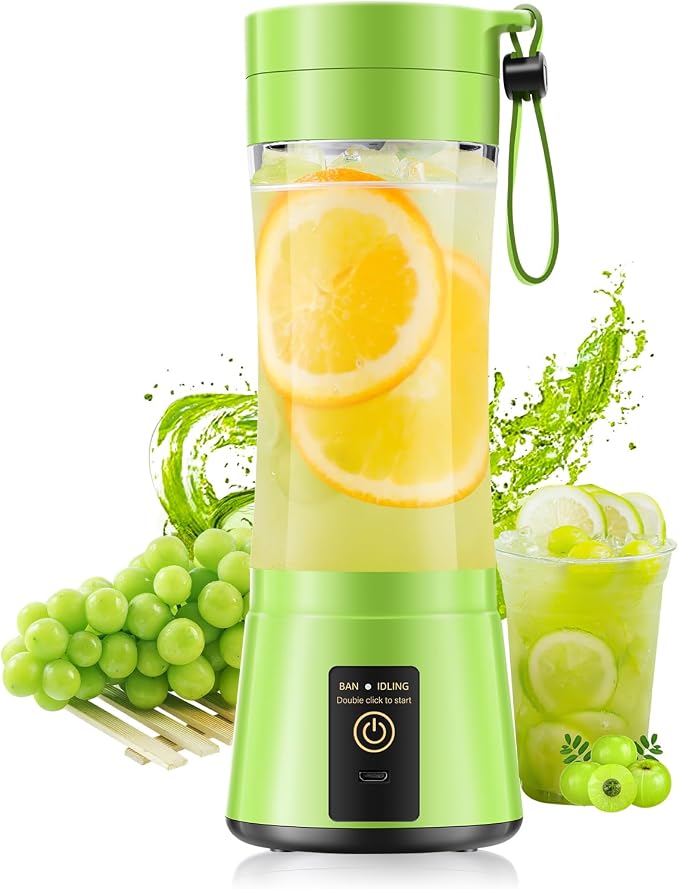 Mini Portable Personal Blender - Travel Blender Make Smoothies | 380ml Lightweight Blender, 6 Stainless Steel Blades, Powerful Quick Blend, Easy Clean, Freshly Squeezed in Sports/Office/Gym