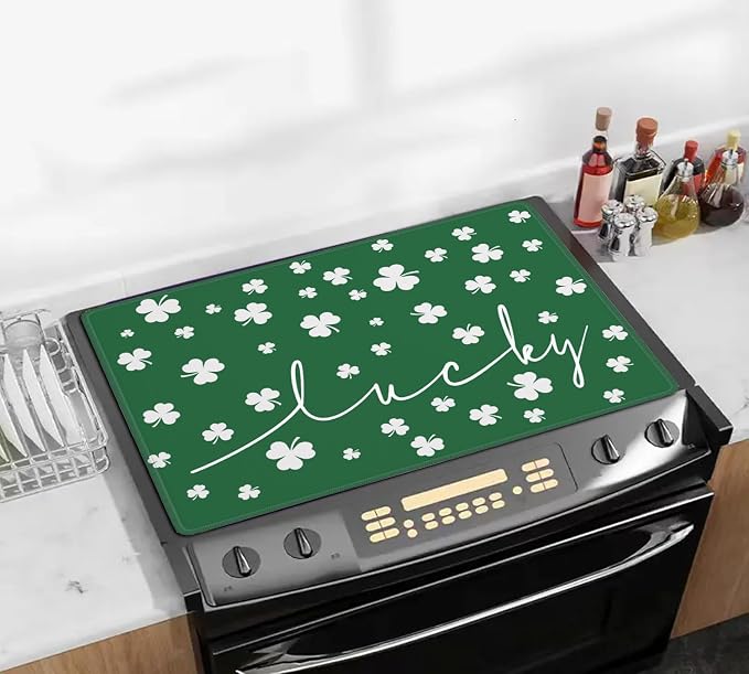 St. Patrick's Day Stove Top Cover 29''×21'' for Electric Stove - Stove Mat for Glass Top Glass Cooktop Protector For Kitchen Multifunctional Oven Covers for Electric Stove