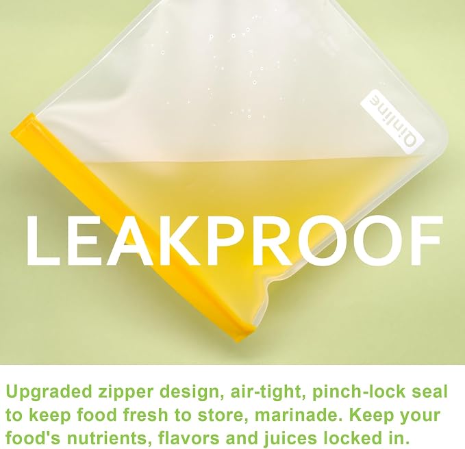 Reusable Gallon Food Storage Bags - 10 Pack Extra Thick Gallon Freezer Leakproof Plastic Free Lunch Bag
