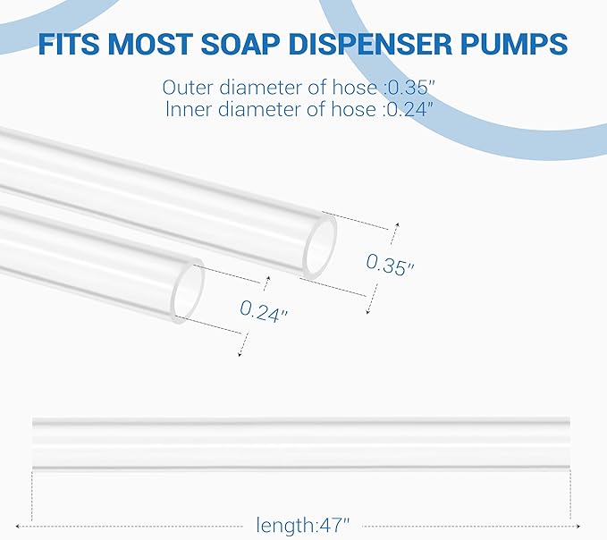 Yofidra Sink Soap Dispenser Extension Tube Kit (Anti-Backflow, 47") | Upgraded check valve, fits most soap containers, stable strong suction, no repeated tiny bottle refilling