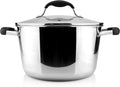 AVACRAFT 5 Quart Tri-Ply 18/10 Stainless Steel Dutch Oven | Full Tri-Ply Body, Tempered Glass Lid, Induction Compatible, Oven Safe, Dishwasher Safe, Even Heat Distribution