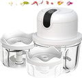 White 3 CUP Electric mini garlic crusher, USB rechargeable portable electric food crusher, wireless small kitchen processor for crushing garlic, ginger, chili, minced meat, onions, etc.