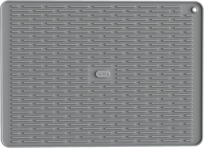 ME.FAN Silicone Dish Drying Mat for Kitchen Counter, Dish Drying Pad for Sink, Refrigerator or Drawer, Countertop Protection Pad XL - 23''×17'' - Grey