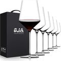 OJA Wine Glasses Set, Crystal Red Hand Blown Wine Glass, Set of 6, 17 oz | Long Stem, Thin Rim, Large, Tall, Premium, Perfect for Red or White, Daily Use, Unique Wedding Anniversary or Birthday Gift