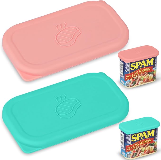 Silicone Can Lids for SPAM Canned Meat 12 oz, LFGB Platinum Silicone Can Covers for Food Storage, Freezer Dishwasher Safe, Set of 2