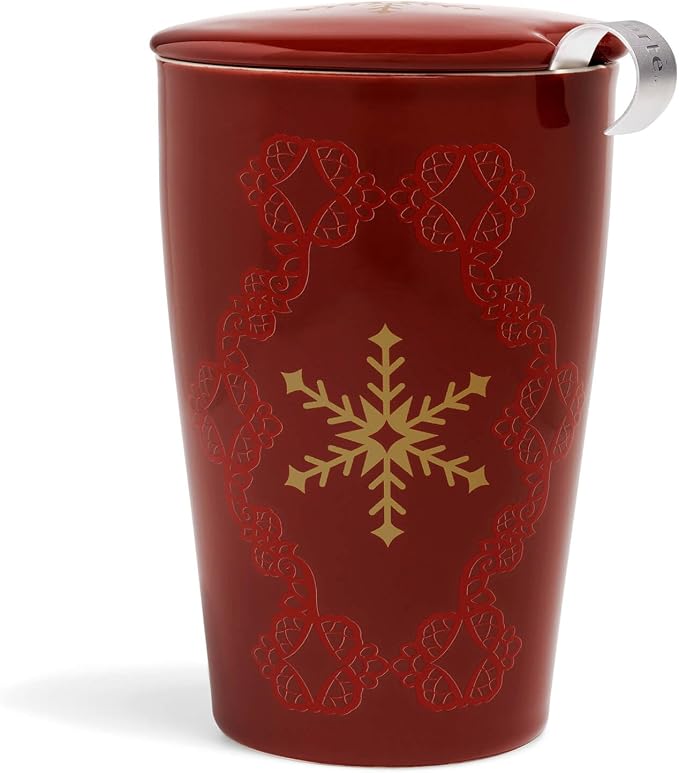 Tea Forte Double-Walled Ceramic Kati Cup, Warming Joy, 12 oz | Insulated Ceramic - Stainless Steel Loose Leaf Infuser - Keeps Tea Hot Longer - Lid Included - Great Teacher Gifts