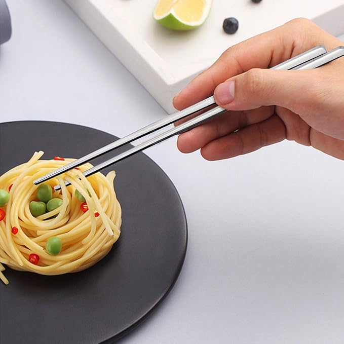 IQCWOOD Stainless Steel Chopsticks Forks and Spoons Flatware Set of 3 | 3 Pairs Metal Chopsticks Forks and Spoons, Silverware Korean Utensil Set, Korean Dinnerware, Cutlery Set for Home
