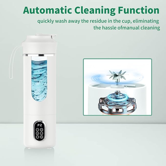 Portable Cordless Blender,Small Rechargeable Juicer | Mini Personal Blender for Smoothies and Shakes,With Automatic Cleaning Function,On The Go and Easy To Use
