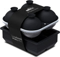 Samuelworld Large Silicone Premium Ice Trays, 2-Pack Combo, 2 Inches Big Ice Cube Tray & 2.5 Inches Large Ice Sphere - BPA Free, Craft Ice Maker for Gifting, Whiskey, Cocktails, Easy Release - Black