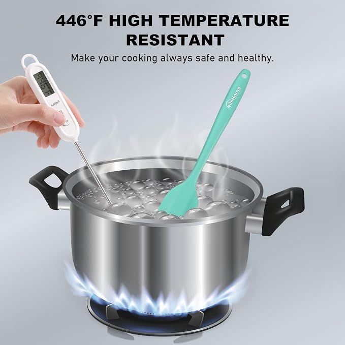 NileHome Silicone Spatula Set, 6 Pcs Food Grade Kitchen Utensils with Silicone Brush Heat Resistant Up to 600°F Dishwasher Safe BPA-Free Rubber Spatula for Scraping, Baking, Cooking, Mixing, Turquoise