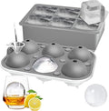 2 Pack Ice Cube Tray, 2" Sphere Ice Ball Mold with Lid & Large Square Maker | Perfect for Whiskey, Cocktails, Bourbon, and Homemade Drinks, Creating Slow-Melting Ice That Keeps Beverages Chilled Longer