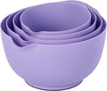 BoxedHome Nesting Plastic Mixing Bowl Set, 4 Piece Mixing Bowl Set with Pour Spouts, Size 1.7, 2.5, 3.5 and 4.5qt, for Prepping, Mixing, Baking, Cooking(2023 New Version, Purple) | 4.5/3.5/2.5/1.7 quarts,Non-slip Base Large Nesting Bowl with Pour Spout...