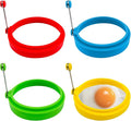 Egg Ring Set, Silicone Egg Ring Molds, Fried Egg Rings and Non-stick Egg Cooker Ring, Multicolor, 4Pack