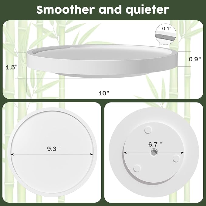 Turntable Vanity Tray, 10 Inch Bamboo Kitchen Sink Countertop Organizer | Perfume Candle Tray, Keep Glass Sponge and Soap, Bathroom Countertop Organizer, White