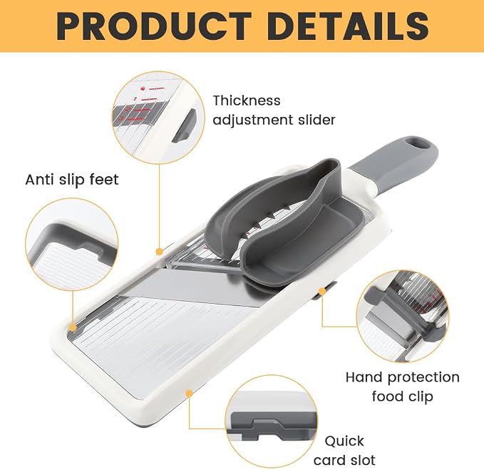 Multi Handheld Mandoline Slicer with Adjustable Stainless Steel Blade - Vegetable Grater Cucumber Slicer - Cheese Grater