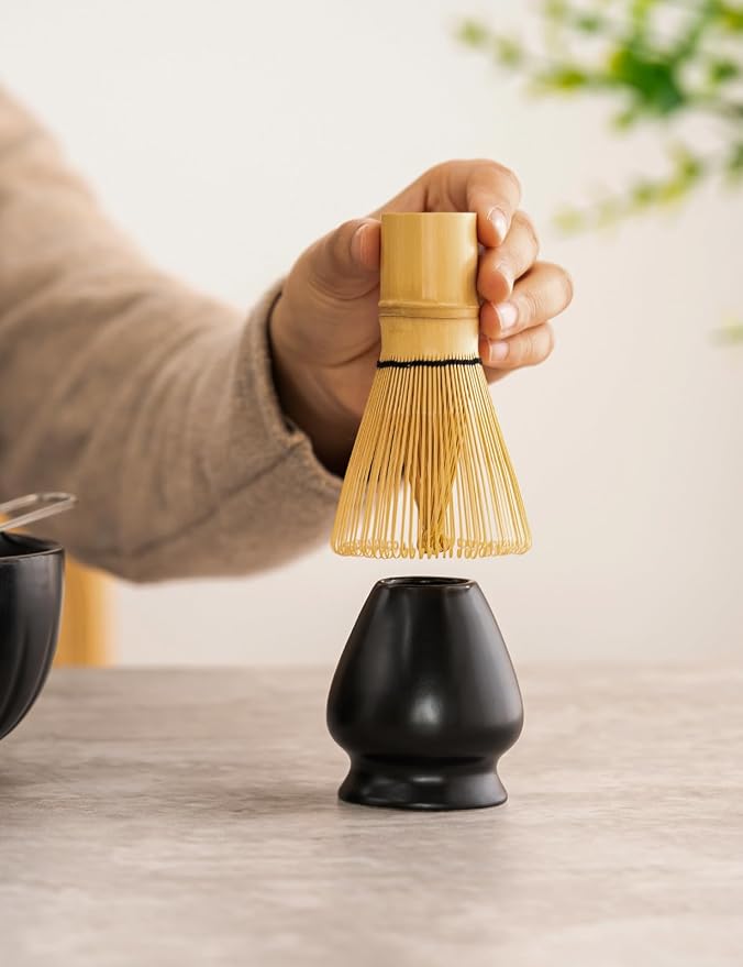 TANG PIN Premium Matcha Set - Japanese Traditional Matcha Making Kit | Matcha Bowl (Chawan), Bamboo Whisk (Chasen) & Holder - Complete Matcha Maker Starter Tools for Matcha Tea & Latt (Cat)
