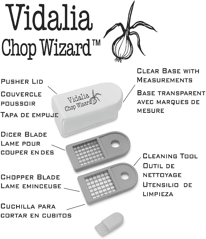 Vidalia Chop Wizard Vegetable Chopper – Original As Seen On TV Food Dicer with 2 Stainless Steel Blades, Large 2-Cup Container, Cleaning Tool, Dishwasher Safe Onion & Vegetable and Fruit Cutter | Original As Seen On TV, 2 Stainless Steel Blades, Large ...