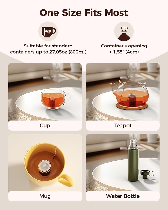 2 Pack Reinmoson 304 Stainless Steel Tea Infuser for Loose Leaf Tea | 1.58” x 2.2” Extra Fine Mesh Tea Strainers Ball, Threaded Lid, Loose Leaf Tea Steeper for Black Tea, Rooibos, etc