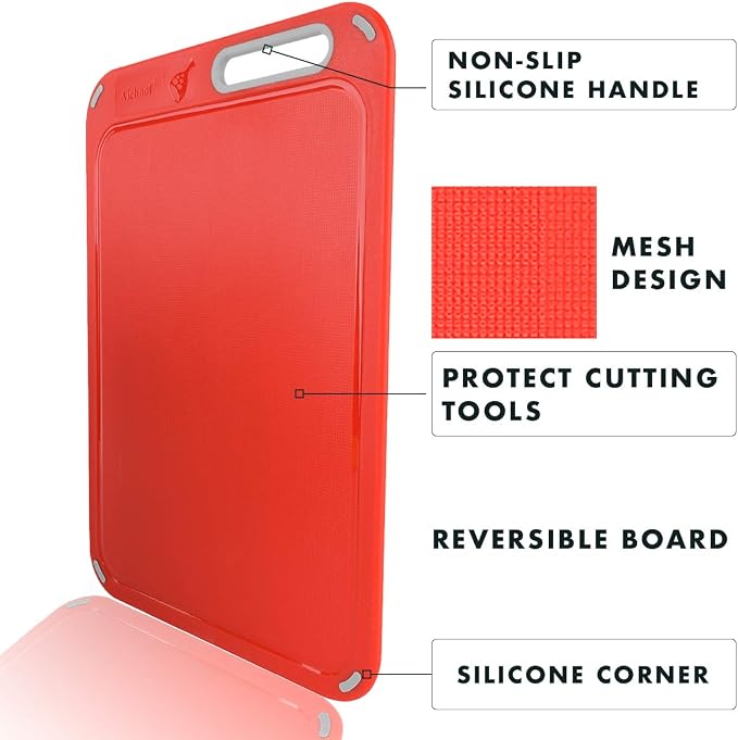 Color Coded Cutting Boards Set of 4 with Holder, BPA-Free | Preventing Cross-Contamination of Different Food Types, Dishwasher Safe