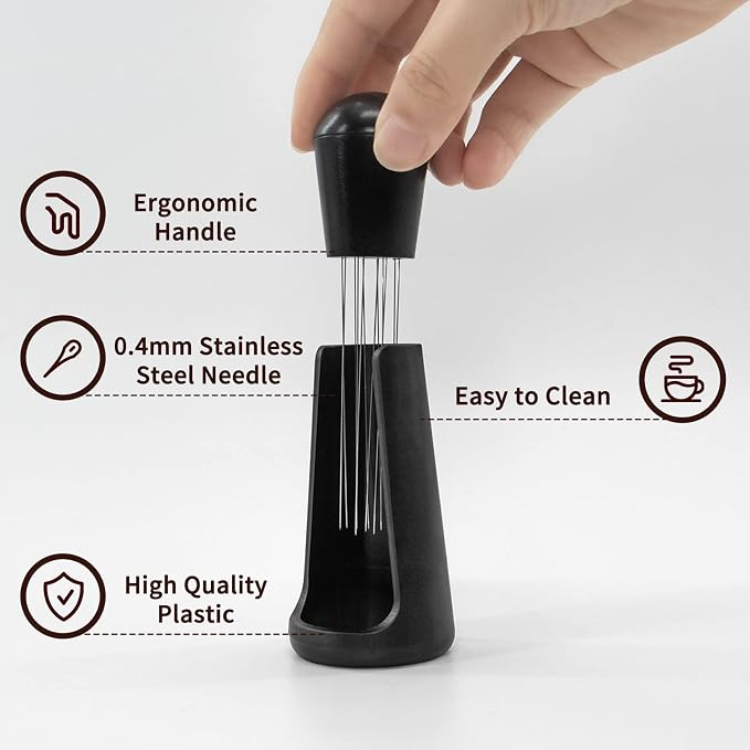 Wdt Tool, Espresso Coffee Stirrer 12 Needles 0.4mm Espresso Distribution Tools with Stand, Espresso Coffee Distributor