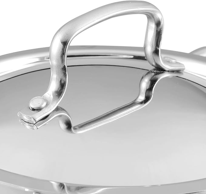 Vinod Platinum Triply Kadai, Extra Deep, 30cm, Induction, for Home Kitchen | Stainless Steel Wok For Sauces, Stews And Soups; Electric Stove Compatible, Durable Tri-Ply Base