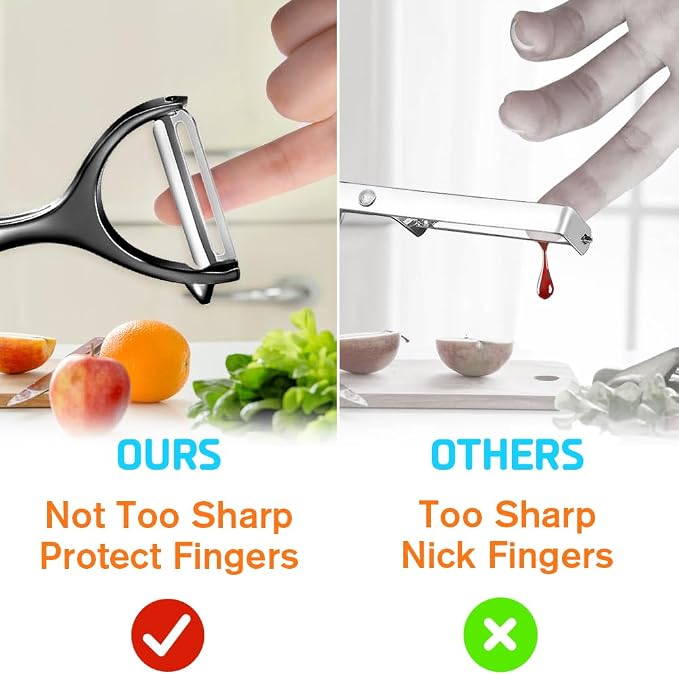 Vegetable Peeler Set, Stainless Steel Y & I Shape Swivel Blade Potato Fruit Peeler, Kitchen Household Peeling Tool(Black)