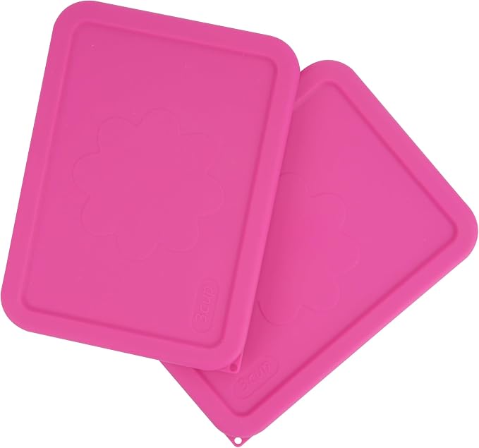 LUVCOSY 3 Cup Rectangle Silicone Storage Cover Lids Replacement for Pyrex 7210-PC Glass Bowls, (Container not Included) 2 Pack, Microwave, Dishwasher and Freezer Safe (Rose Red)
