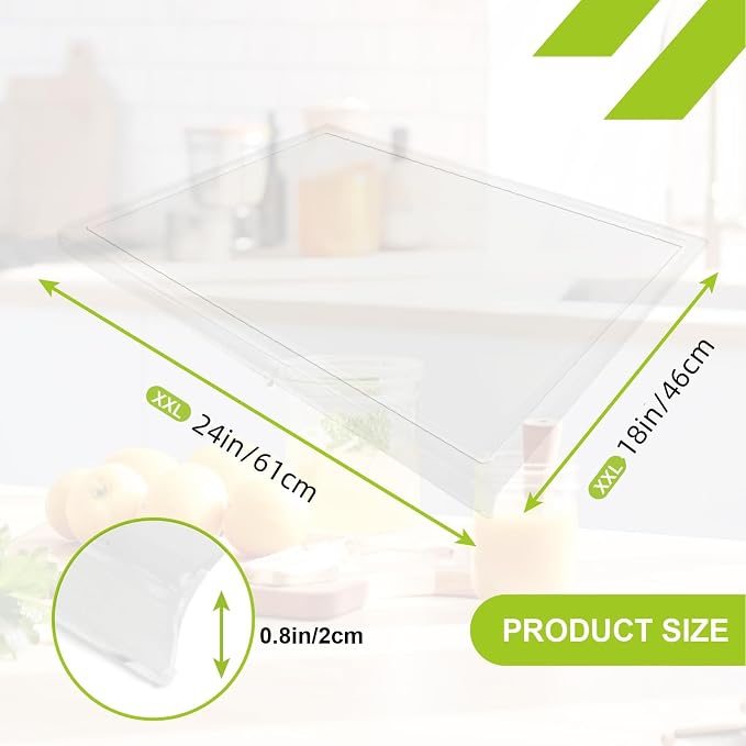 Acrylic Cutting Board with Juice Groove, Clear Cutting Board with Counter Lip, Cutting Boards for Countertop Protector, Non-Slip Dough Mat, Kitchen Decor Gadgets House Warming Gifts(24"x18")