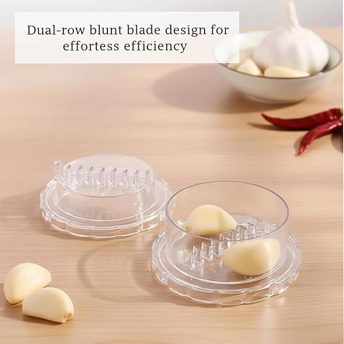 2PCS Clear Manual Garlic Twister and Ginger Mincer Tool, Manual Garlic Press and Mincer, Garlic Crusher, Garlic Grinder, Compact Garlic Mincer Tool, Ginger, Herbs (White-2PC)