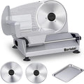 Meat Slicer, 200W Electric Food Slicer with 2 Removable 7.5" Blades | 200W Motor, 2 Removable 7.5" Stainless Steel Blades, Stainless Steel Tray, Child Lock, 0-15 mm Adjustable Thickness