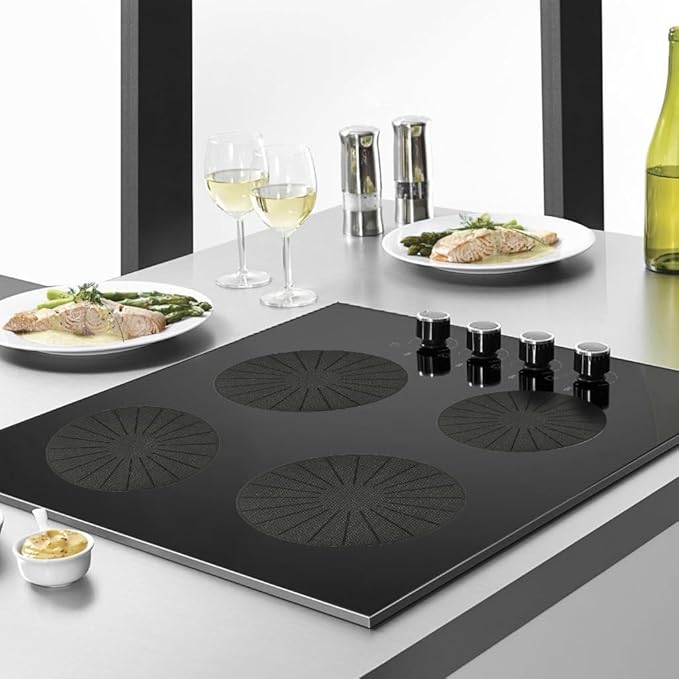 Induction Cooktop Mat, Silicone Fiberglass Scratch Protector, 9 Inch Silicone Induction Cooktop Protect Mat, Non Slip Pads for MagneticStove (S)