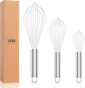 OYV White Silicone Whisk Set of 3, 8/10/12 Inch, Non-Scratch | BPA-Free Silicone, Heat Resistant Up to 480°F, Stainless Steel Core, Dishwasher Safe, Nonstick-Safe