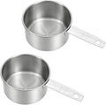 2 Pcs 1 Cup Stainless Steel Measuring Cup, Metal Measuring Cups (250ml, 8oz) Kitchen Gadgets Measure Scoop Dog Food Scoop for Wet and Dry Ingredients, Cooking, Baking, Dishwasher Safe
