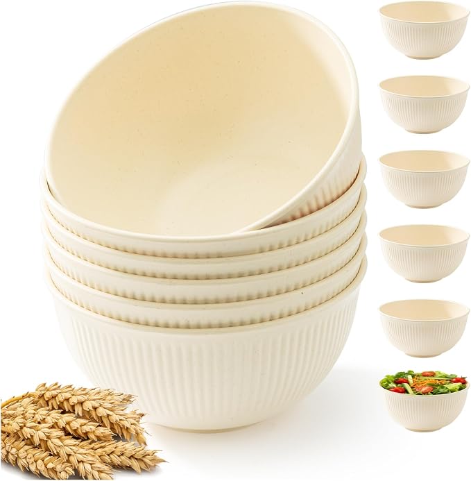 6 Pcs 24 oz Unbreakable Cereal Bowls, The color of rice