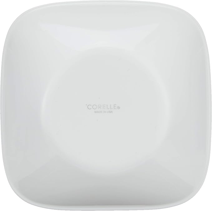 Corelle Vitrelle 2-PC Large 1-Qt Glass Serving Bowl, Crack and Chip Resistant, Square Serving Trays, White