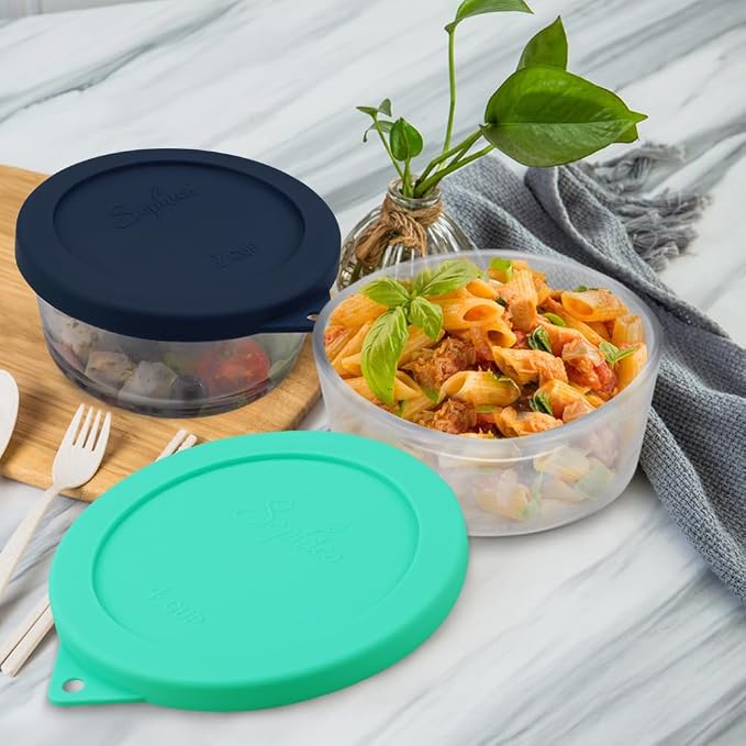 SOPHICO 2 &4cup Silicone Replacement Lids for Pyrex Glass Bowls 7200&7201PC | Food Grade Silicone, Leakproof、Airtight Lids, Dishwasher Microwave Safe