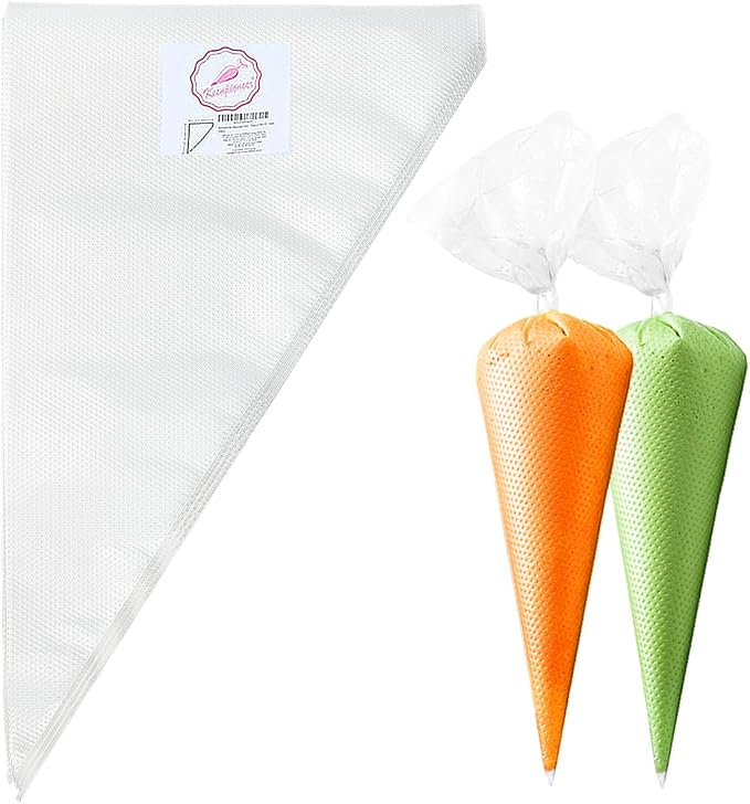 Tipless Piping Bags 14" Pastry Bags Flat Pack of 100 | Icing Piping Bag for Cake, Cream Frosting and Cookie Decoration, Clear