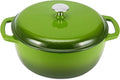 Amazon Basics Enameled Cast Iron Dutch Oven Pot with Lid, Round, Dual Handles, Heavy-Duty, Oven Safe for Stews, Roasting, Baking, 4.3-Quart, Small, Green