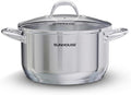 Sunhouse 6 QT Stainless Steel Stock Pot with Lid - Large Pot for Cooking | Stainless Steel Pot For Pasta, Soup, Spaghetti - Impact Bonding Base Big Pots for Canning, Boiling - Induction Compatible