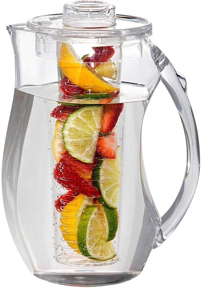 Water Infuser Pitcher By Home Essentials & Beyond – Shatterproof Acrylic – Elegant Durable Design – Ideal for Iced Tea, Fruit Infused Water and Juice (93 oz)