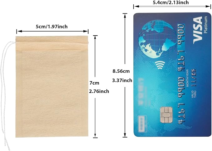 Eketirry 400pcs Disposable Tea Bags for Loose Tea, Small Empty Tea Bag with Wood Pulp Material, Unbleached Tea Filter Bag with Drawstring (Initial,1.97 x2.76 inch)