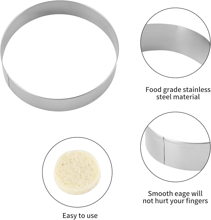 Round Cookie Cutter Set Large - 5 Inch, 4 Inch, 3 Inch, 2 Inch - Geometric Cookie Cutters Shapes Molds - Stainless Steel Homemade Round Biscuit Treats Cutter…