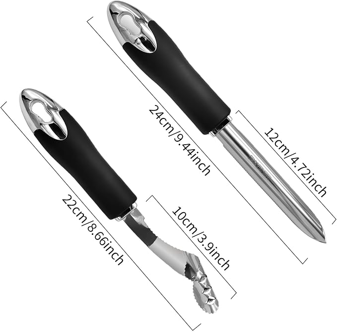 2Pcs Jalapeno Pepper Corer Zucchini Cucumber Corer Tool with Serrated Slice & Rubber Handle Stainless Steel Pepper Seed Remover for Kitchen Deseeder or Slice off Vegetables Tops