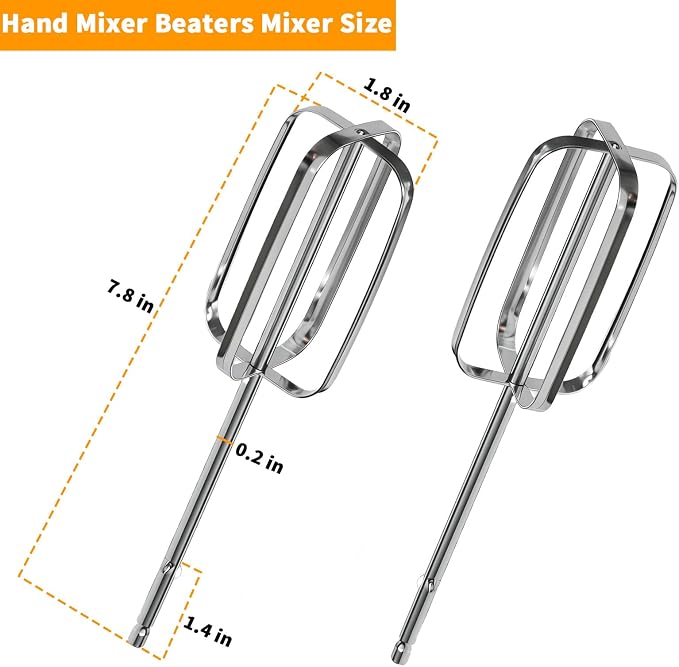 Hand Mixer Beaters for Hamilton Beach 2-Pack | Stainless Steel Whisk Attachments, fits 62682RZ/62692/62695V/64699, for Baking, Eggs, and Creams.