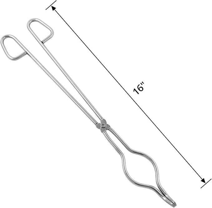 QWORK 16" Stainless Steel Crucible Tongs for Laboratory, Industry